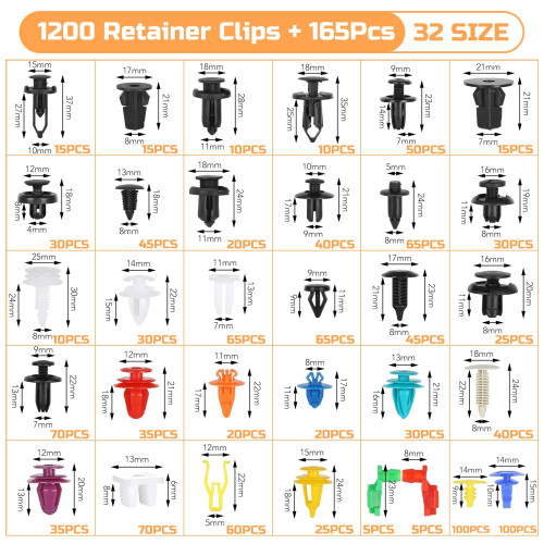 DUBULL 1365 Pcs Car Trim Clips Plastic Fasteners, Auto Body Panel Fixings 1