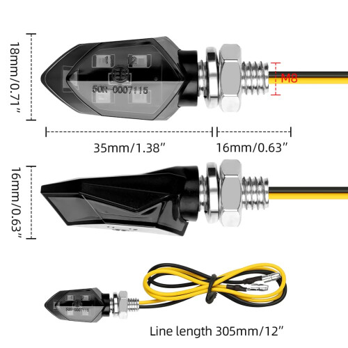 LOPHE 2PCS Universal Motorbike Indicators, 5LED Mini Waterproof 1