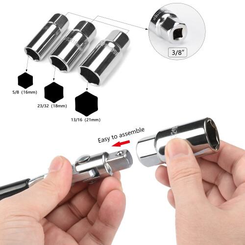 drado Spark Plug Socket Wrench, Spark Plug Removal Tool, T-Handle Spark Plug Socket 16mm/18mm/21mm 1