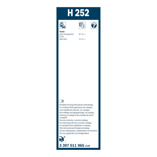 Bosch Bosch Rear Wiper H 252  Excellent Cleaning Performance  Replacement Blade f 2