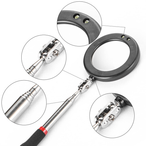 Fpxnb 4PCS Telescoping Inspection Mirror LED Lighted Inspection Mirror 2