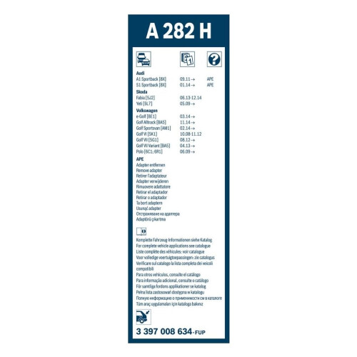 Bosch Bosch Rear Wiper A282H  Excellent Cleaning Performance  Replacement Blade f 2