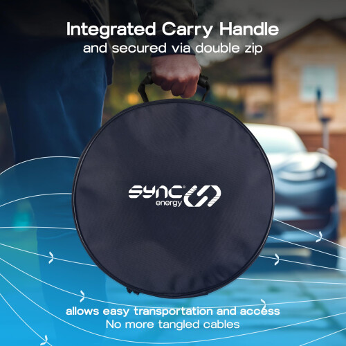 Sync Energy EV Charging Cable Storage Tidy Bag, Durable Carry Case for EV Charging Cables Type 2 and Type 1, Mode 3 and Mode 2, Lightweight, BG Sync 1
