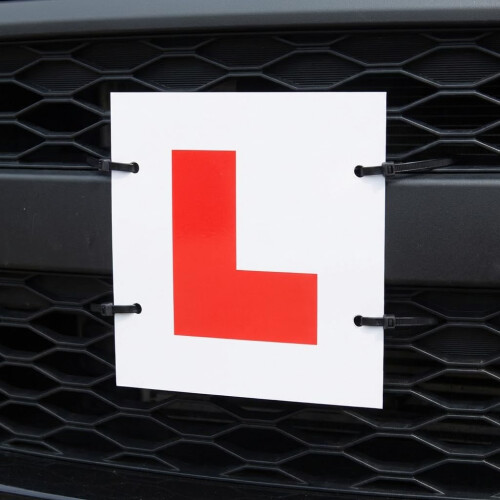 Sakura L Plates For Learner Drivers LP102 - Pair Self-Adhesive Or Tie On - Safe Visible Durable 2