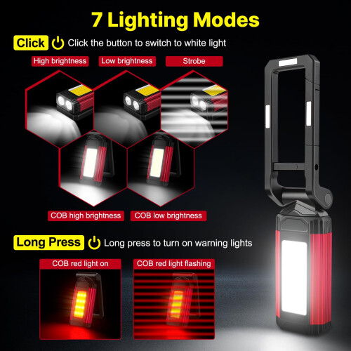 LED Rechargeable Work Light, Portable Magnetic Torch, 7 Lighting 1