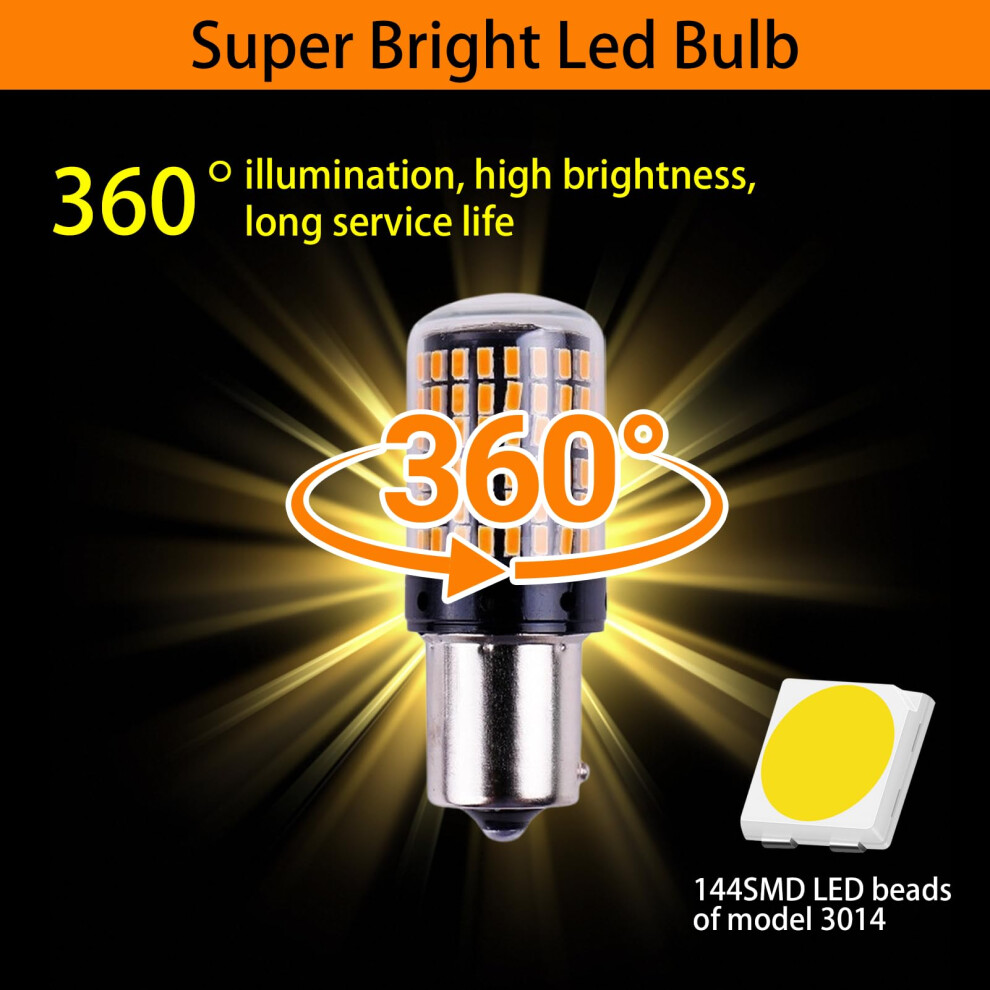 Jagfond 2Pcs Bau15s Py21w Indicator Bulbs Py21w Led Amber/Yellow 5003251531670