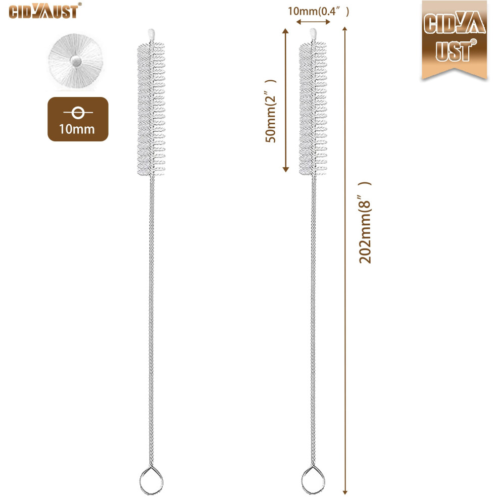 Cidyaust 304 Stainless Steel Nylon Bristles Straw Cleaner Brush