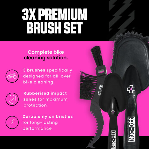 Muc-Off Premium Brush Set - Bike Cleaning Brushes for Chains, Frames, 2