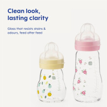 MAM Feel Good Glass Bottle | 1 Pack (1 x 260ml) | MAM Glass Bottle with Medium F