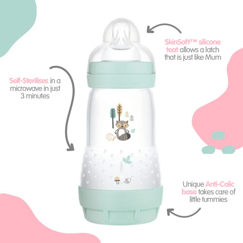MAM MAM Easy Active Bottles | 2 Pack (2 x 270ml) | Medium Flow MAM Teats Size 2 | Ba 1