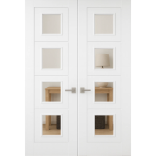Masonite White Primed Ladder 4L Clear Glass Internal Double Door