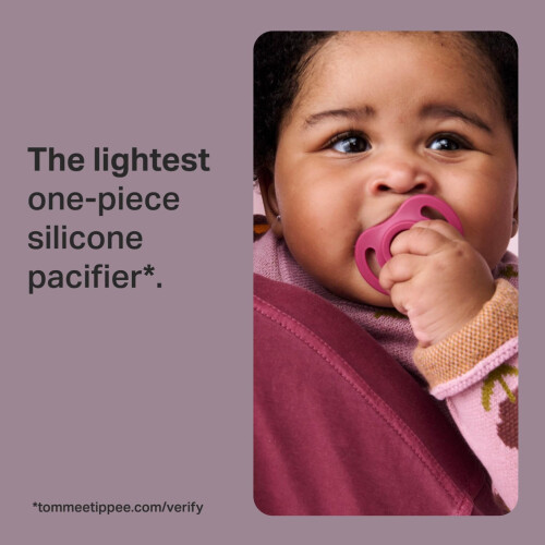 Tommee Tippee Tommee Tippee Ultra-Light StayPut Dummy, 0-6m, 4-Pack, One-Piece Silicone Soother 1