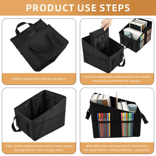 DHSWNNG Car Organiser, Boot Storage Organiser 31x25x25cm Foldable 2