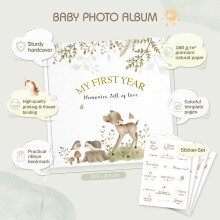 Baby Memory Book – My First Year Journal GenderNeutral Keepsake Book f