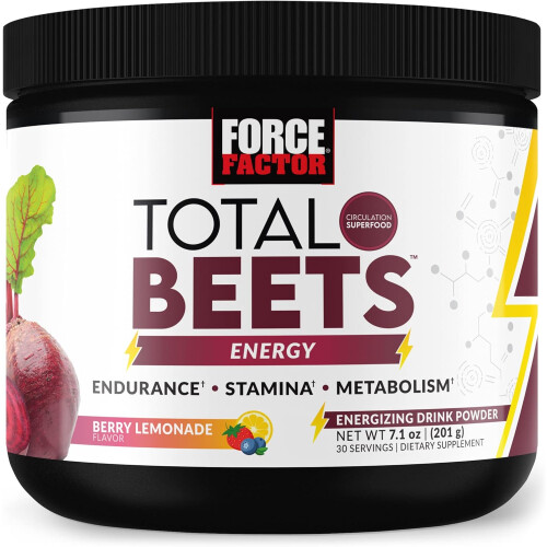 Force Factor Total Beets Beet Root Powder, Berry Lemonade Flavor, 30 Servings 201g