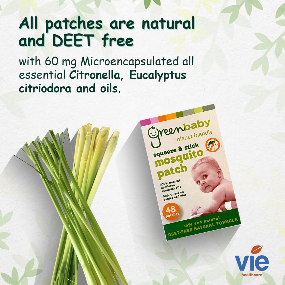Vie Greenbaby Mosquito Insect Protection Patches Squeeze Stick Deet
