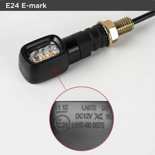 evermotor Mini 12V Motorcycle LED Indicators E24 E-mark Rectangle Motorcycle Indicator IP67 Waterproof (4 Packs) 1