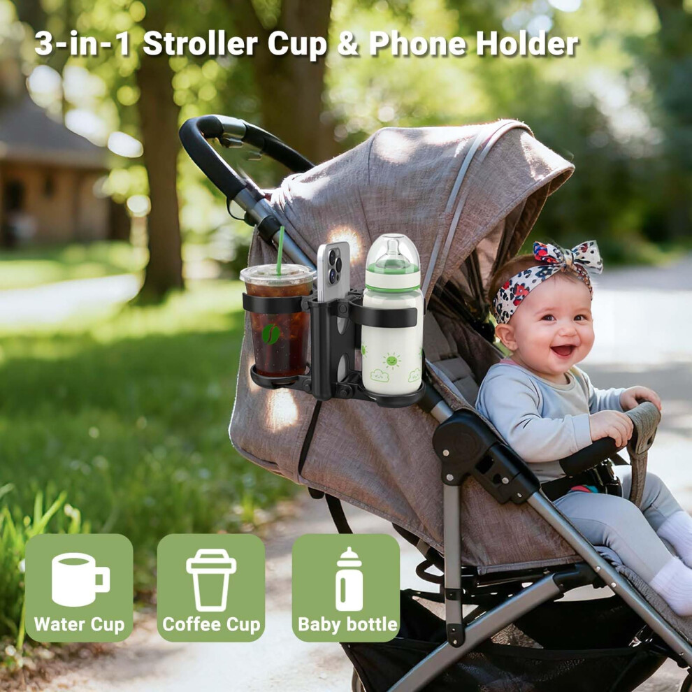 Zealsound Universal 3In1 Foldable Stroller Cup Holder With Dual Drink