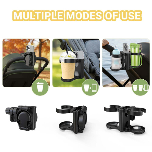 ZealSound Universal 3in1 Foldable Stroller Cup Holder with Dual Drink 2
