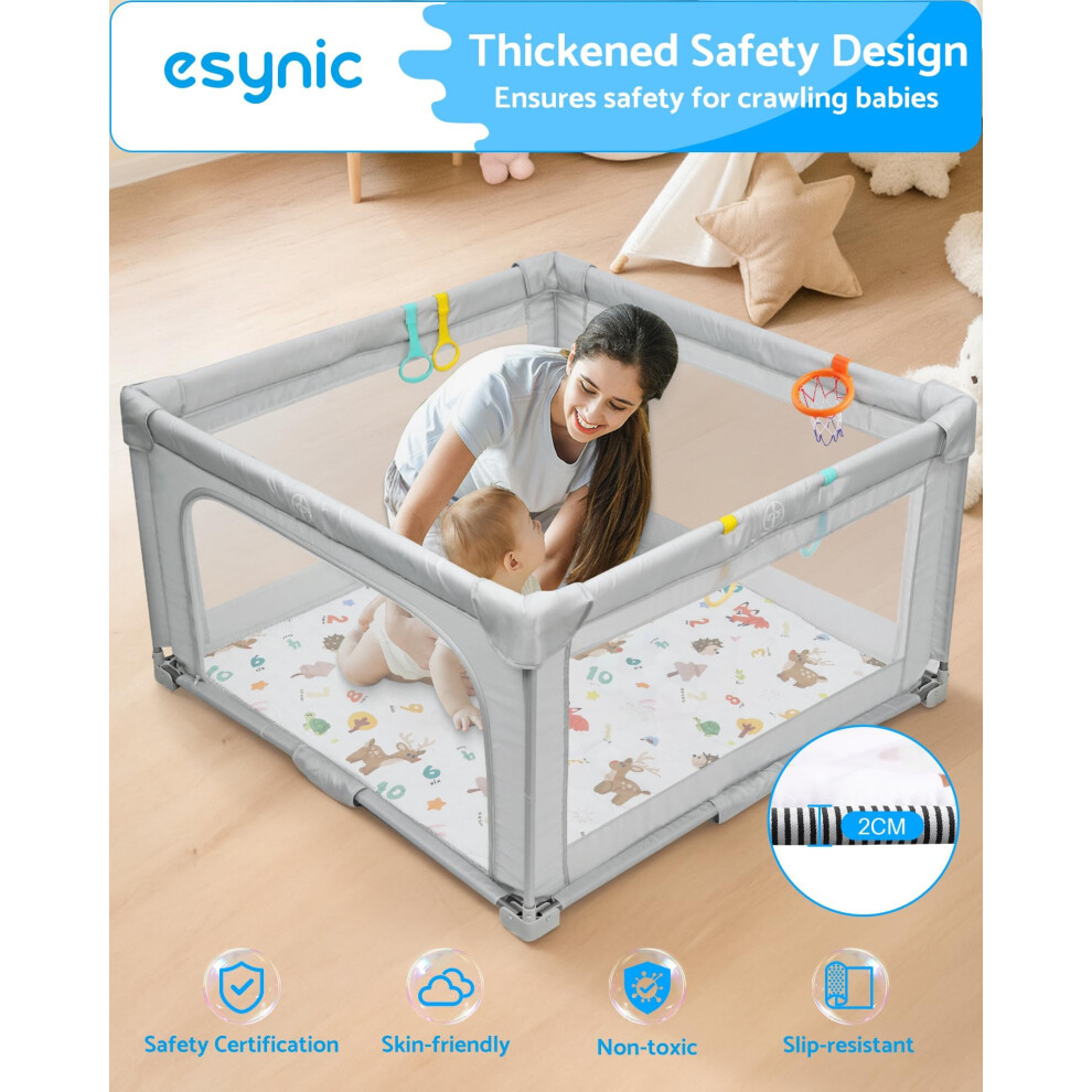 Esynic 150X180x26cm Foldable Baby Play Mat For Floor Thick Large Crawl