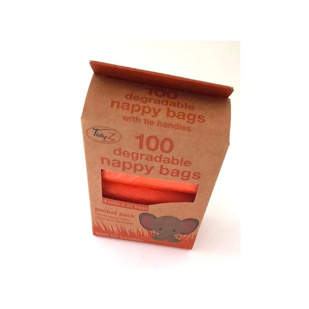 EasyTie Disposable Diaper Sacks  100 Nappy Bags for Travel  Degradable