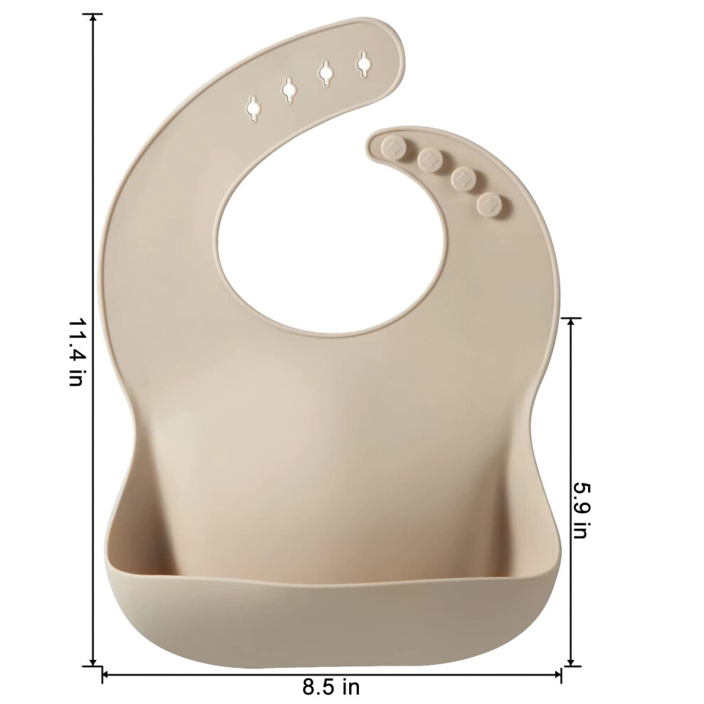 Pandaear 3 Pack Silicone Baby Bibs Adjustable Waterproof Feeding Bibs