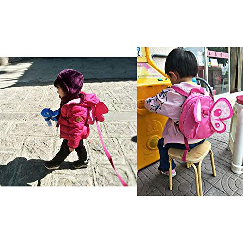 BTSKY Baby Butterfly Backpack with Walking Harness Pink 1