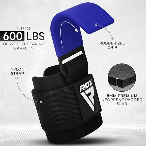RDX Weight Lifting Hooks for Deadlifting (Pair) - 600Lbs Capacity - 8MM Neoprene Wrist Support Wraps - Grip Enhancer for Pull Ups Lat Pulldowns Rows 1