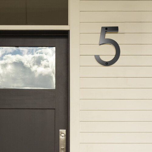 Black Acrylic Floating House Number 5 Inch 2