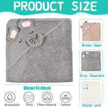 Forhome Baby Hooded Towel Set 3 Pieces Toddler Bath Towels with Bambo