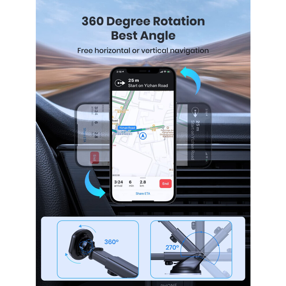 Topk Car Phone Holder, Magnetic Phone Car Mount For Windshield And Light 5002373252227