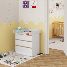 WOLTU Baby Changing Unit with 3 Drawers Changing Table Chest of Drawer