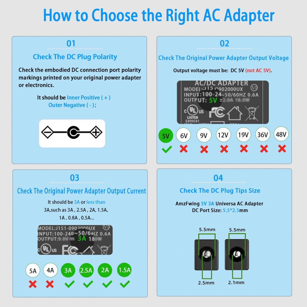 Amzfwing 5V Baby Swing Charger Power Cord 100240V Ac To Dc 5 Volt Power Supply