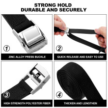 URAQT Tie Down Straps, 4 Pack Heavy Duty Tensioning Belts, 2M