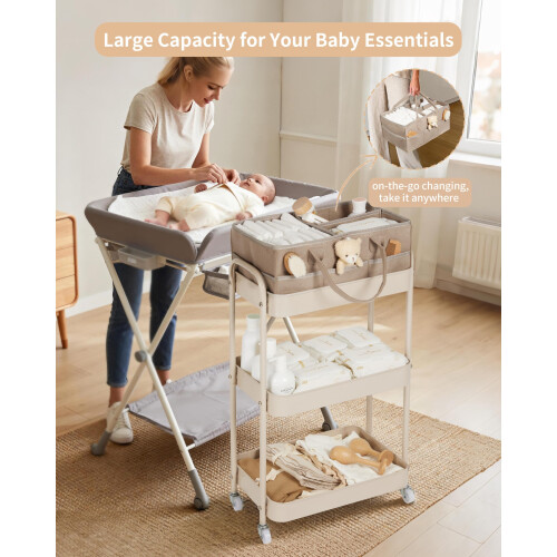 Fortella Nappy Caddy Organizer, 3-Tier Storage Trolley on Wheels, 1