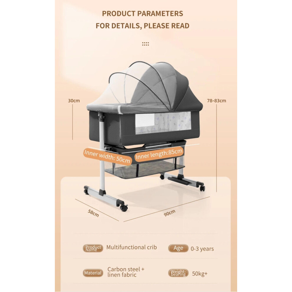 3 in 1 Baby Crib Baby Cradle Bassinet Infant Cot Bedside Sleeper Trave