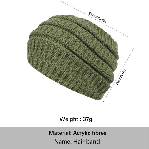 Women's Wool Knitted Headband Wide Edge Yellow 2
