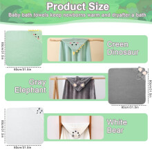 Abnaok 3PCS Baby Bath Towels 100 Muslin Cotton Hooded Baby Towels for