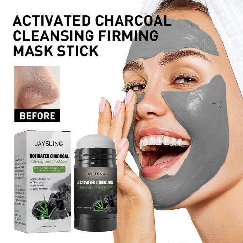 (2PCS) Activated Charcoal Cleansing Mask Stick, Face Care Cleansing Pore Blackhead Applicator Solid Mask 1