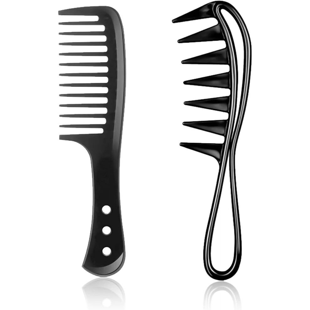 Unisex Black Wide Tooth Comb Set Â 2 Pack Large-Tooth Detangling Combs