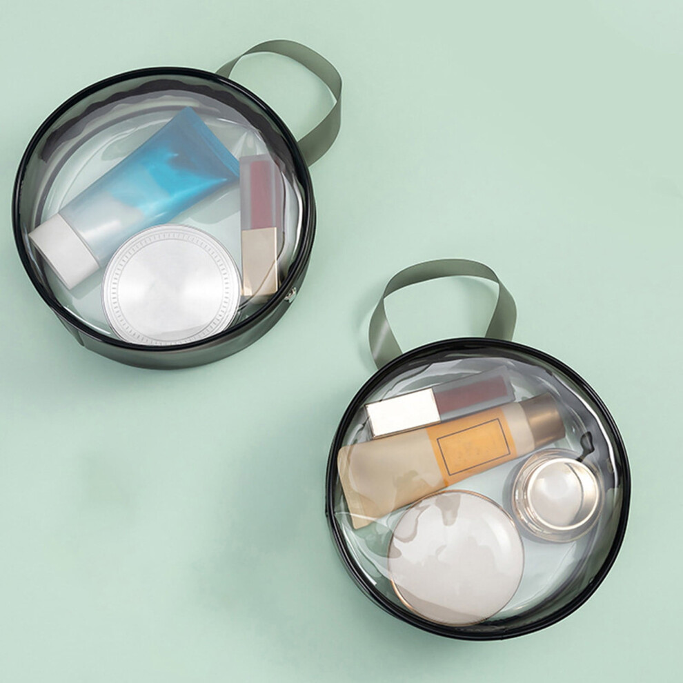 Clear PVC round cosmetic pouch 8 inch transparent