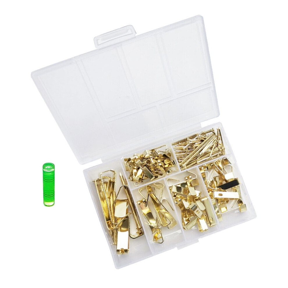 Golden Metal Picture Hanging Kit With Non-Marking Hooks 9104899458247