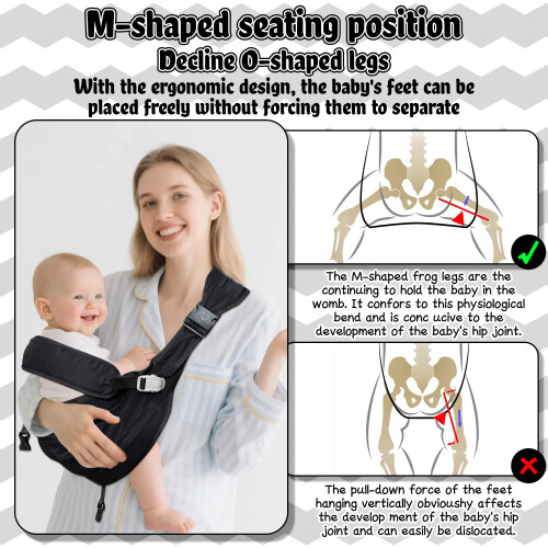 GoaePode Baby Carrier Sling with Side Support Straps Hands Free Adjust 1
