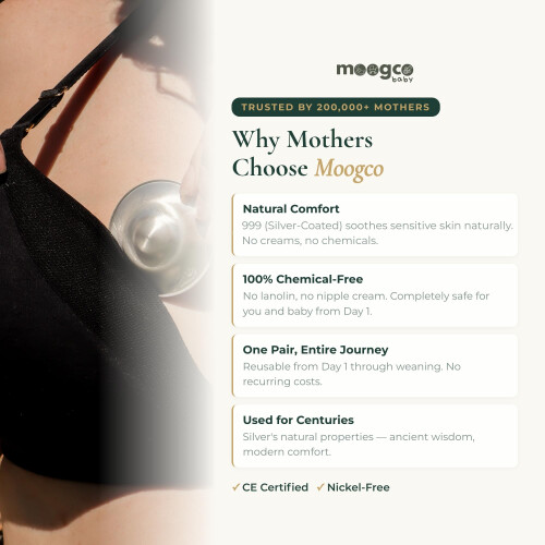 MOOGCO Silver Nursing Cups  999k Silver Trilaminate Nipple Shields for