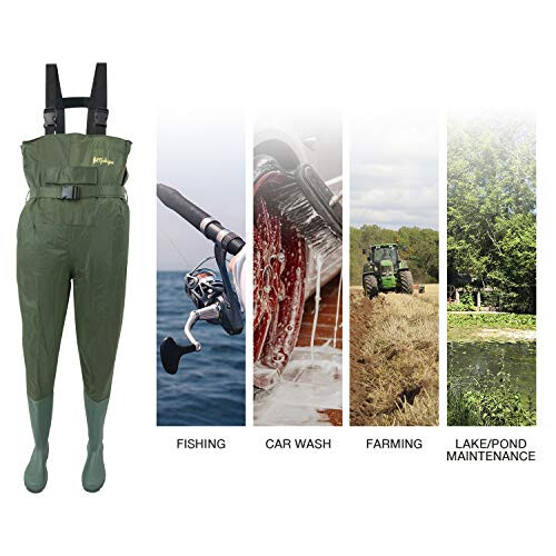 Michigan Nylon Chest Waders Including Belt - OLIVE SIZE 10 2