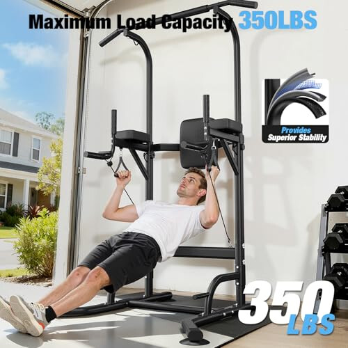 Dskeuzeew Power Tower Dip Station Pull Up Bar, Adjustable Height Multi-Function Power Tower, Push Up Workout Abdominal Exercise for Home Gym Strength 2
