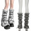 Plush Leg Warmers for Teens with Crossover Lace Design-White 3