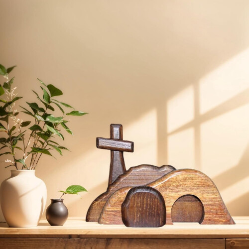 Wooden Empty Tomb Tabletop Ornament Set 12 pcs 2