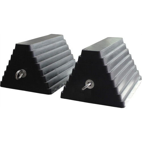 80681 2 Pack Solid Rubber Heavy Duty Wheel Chock with Eyebolt,1 Pair 2