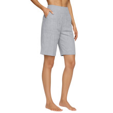 Casual Shorts for Women Knee Length Loose Wide Leg-Gray S